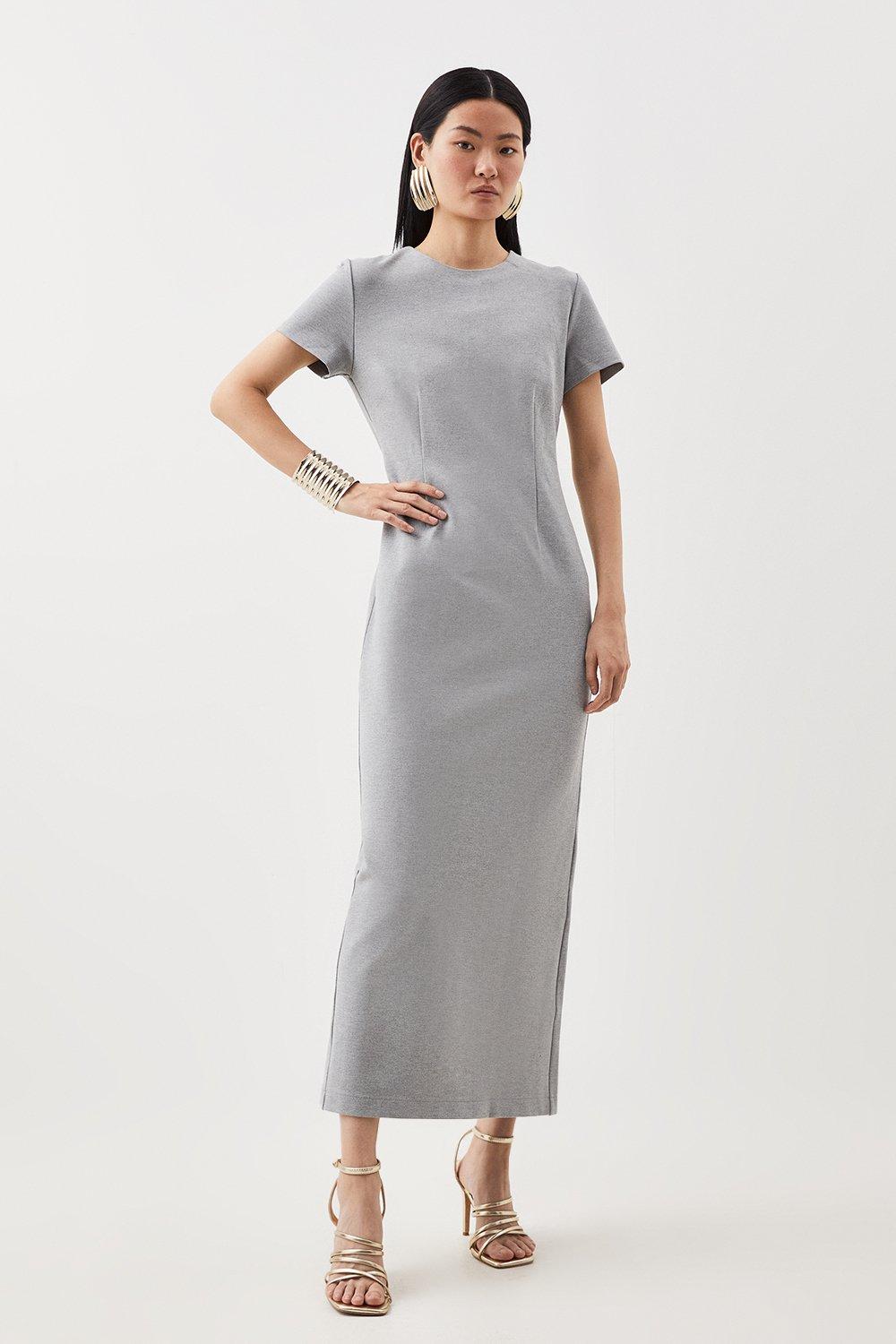 Ponte Crew Neck Maxi Dress | Karen Millen